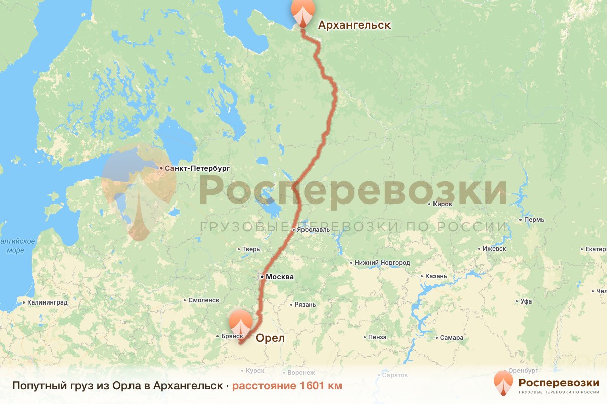Попутный груз Орел Архангельск