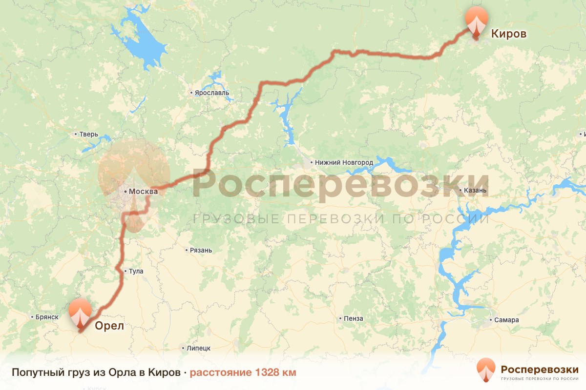 Попутный груз Орел Киров