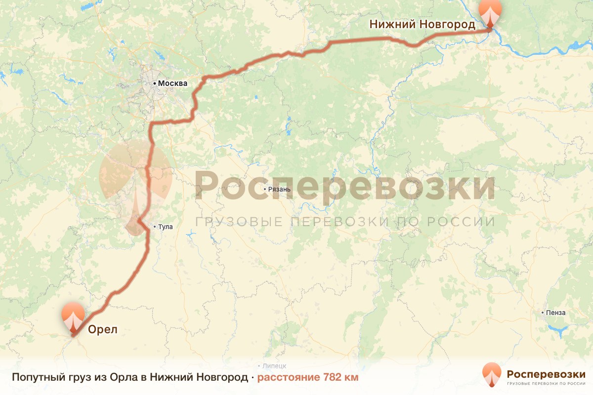Попутный груз Орел Нижний Новгород