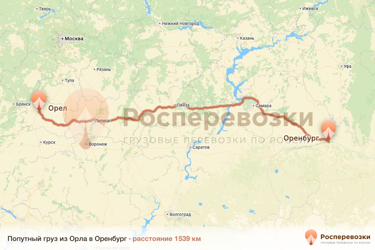 Попутный груз Орел Оренбург