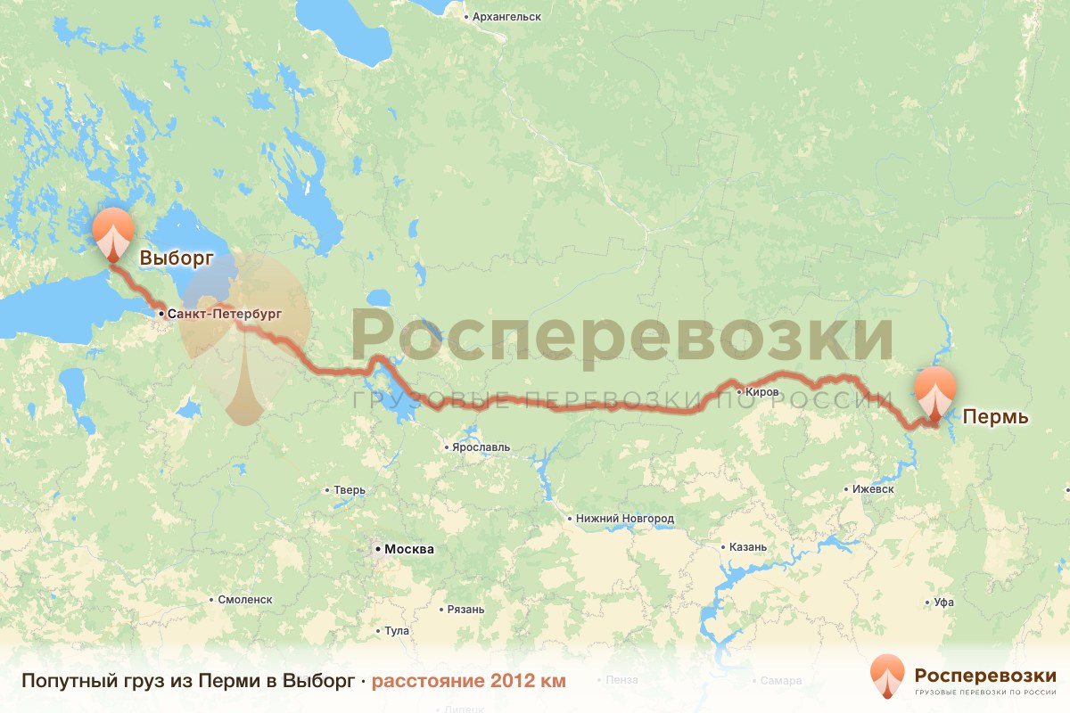 Попутный груз Пермь Выборг