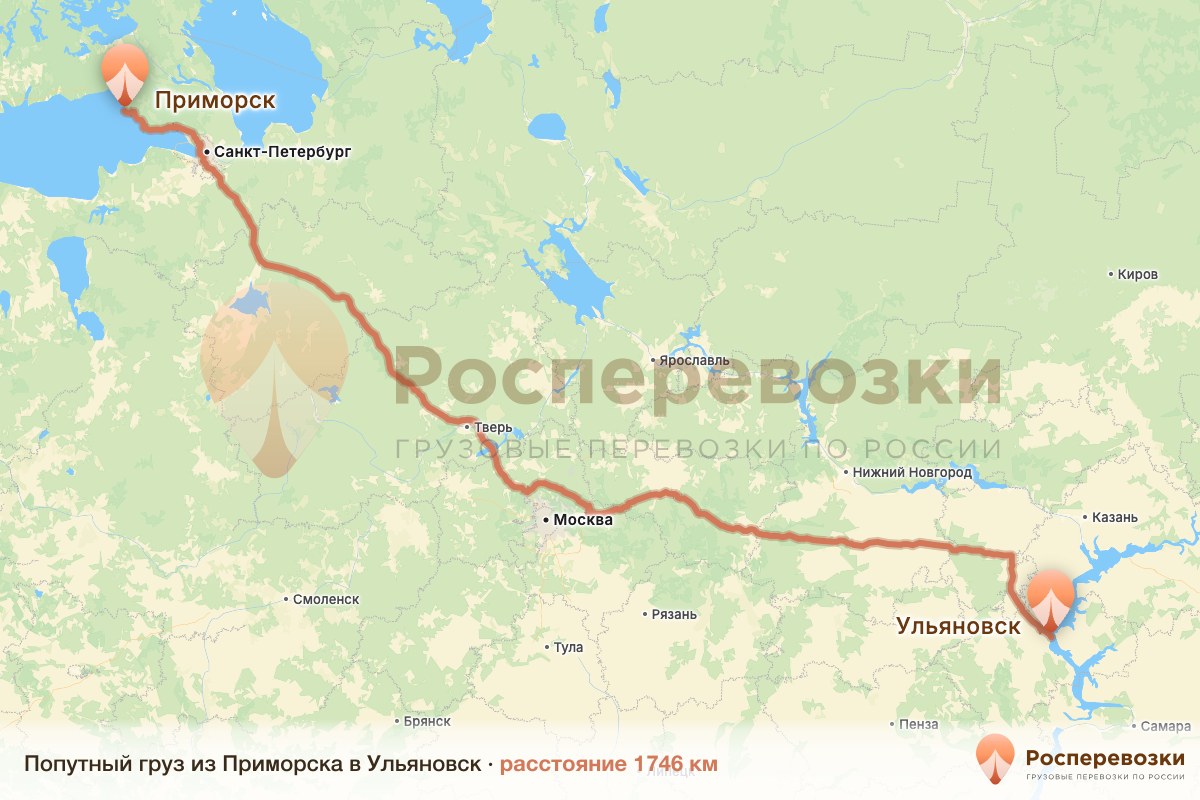 Попутный груз Приморск Ульяновск