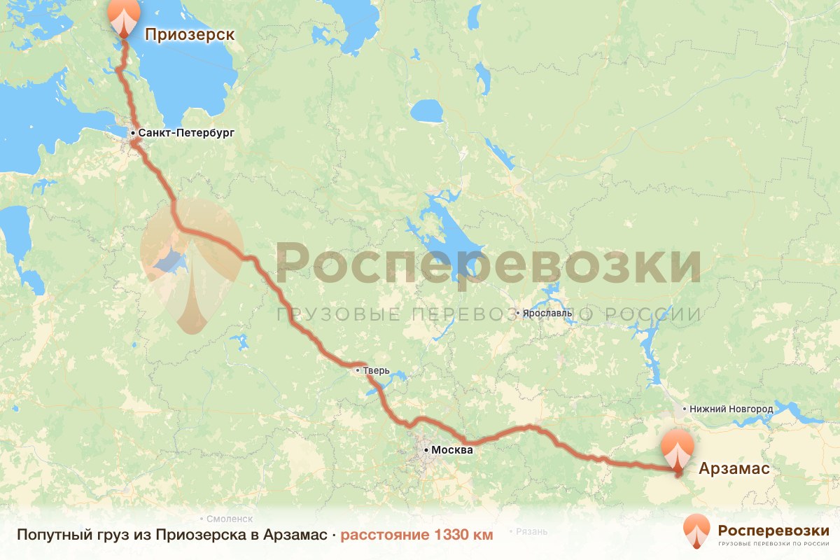 Попутный груз Приозерск Арзамас