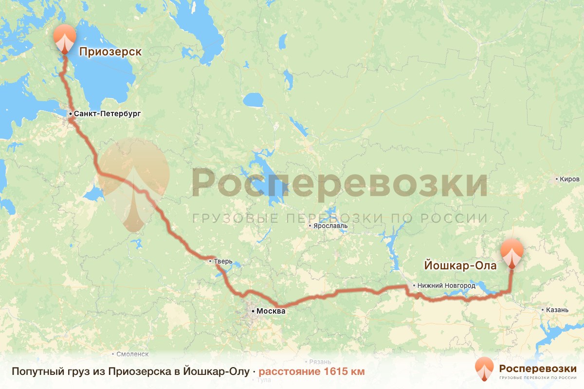 Попутный груз Приозерск Йошкар-Ола