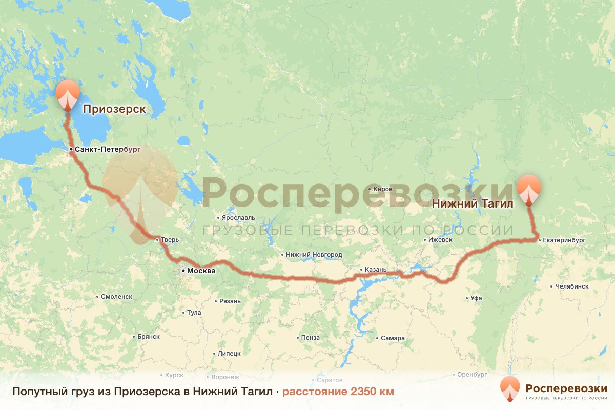 Попутный груз Приозерск Нижний Тагил