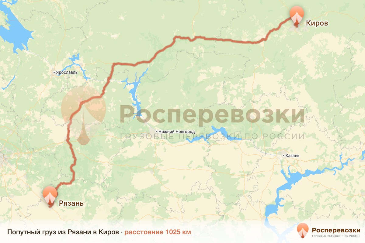 Попутный груз Рязань Киров