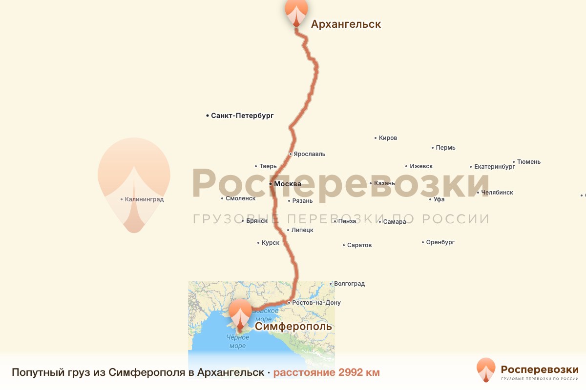 Попутный груз Симферополь Архангельск