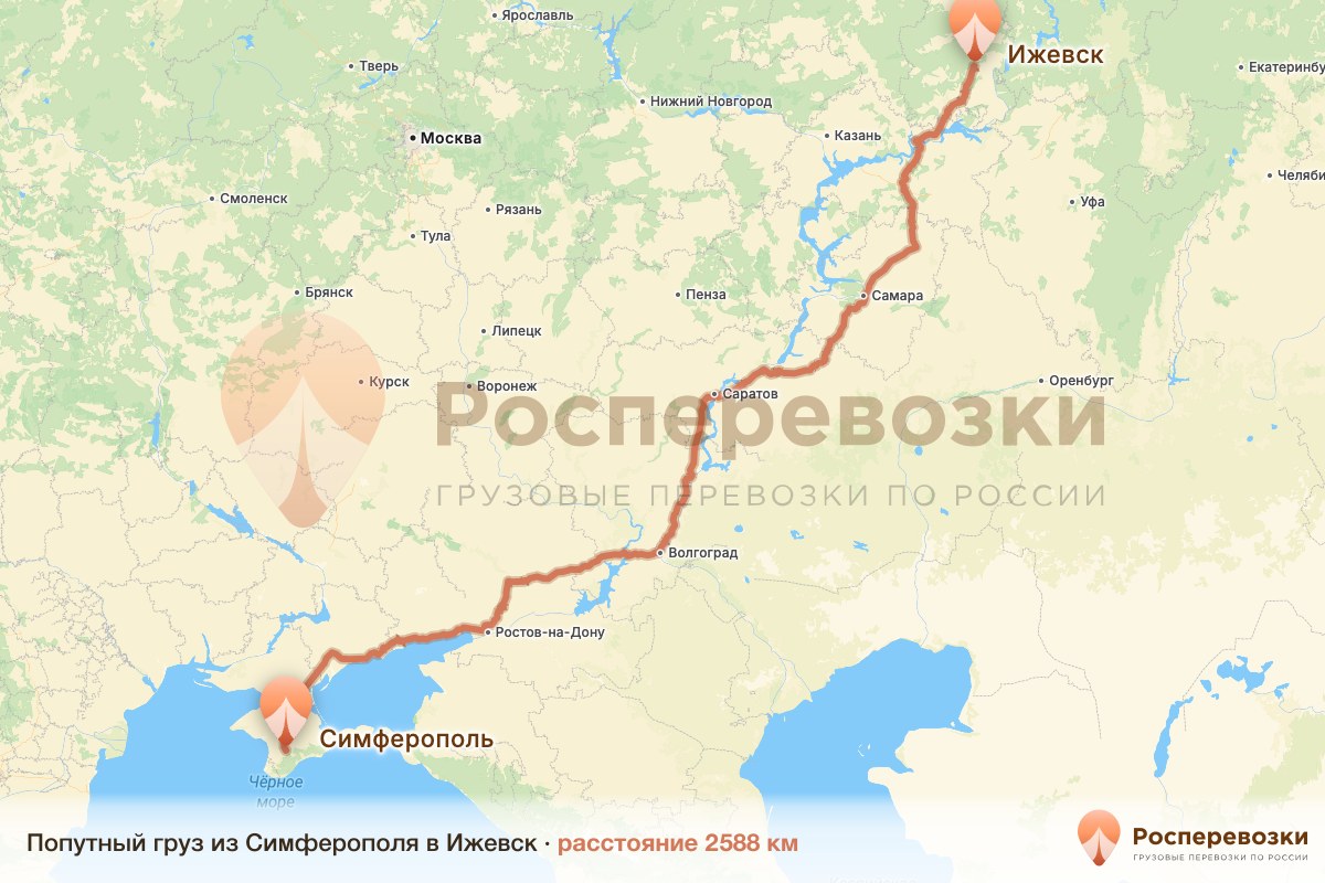 Попутный груз Симферополь Ижевск