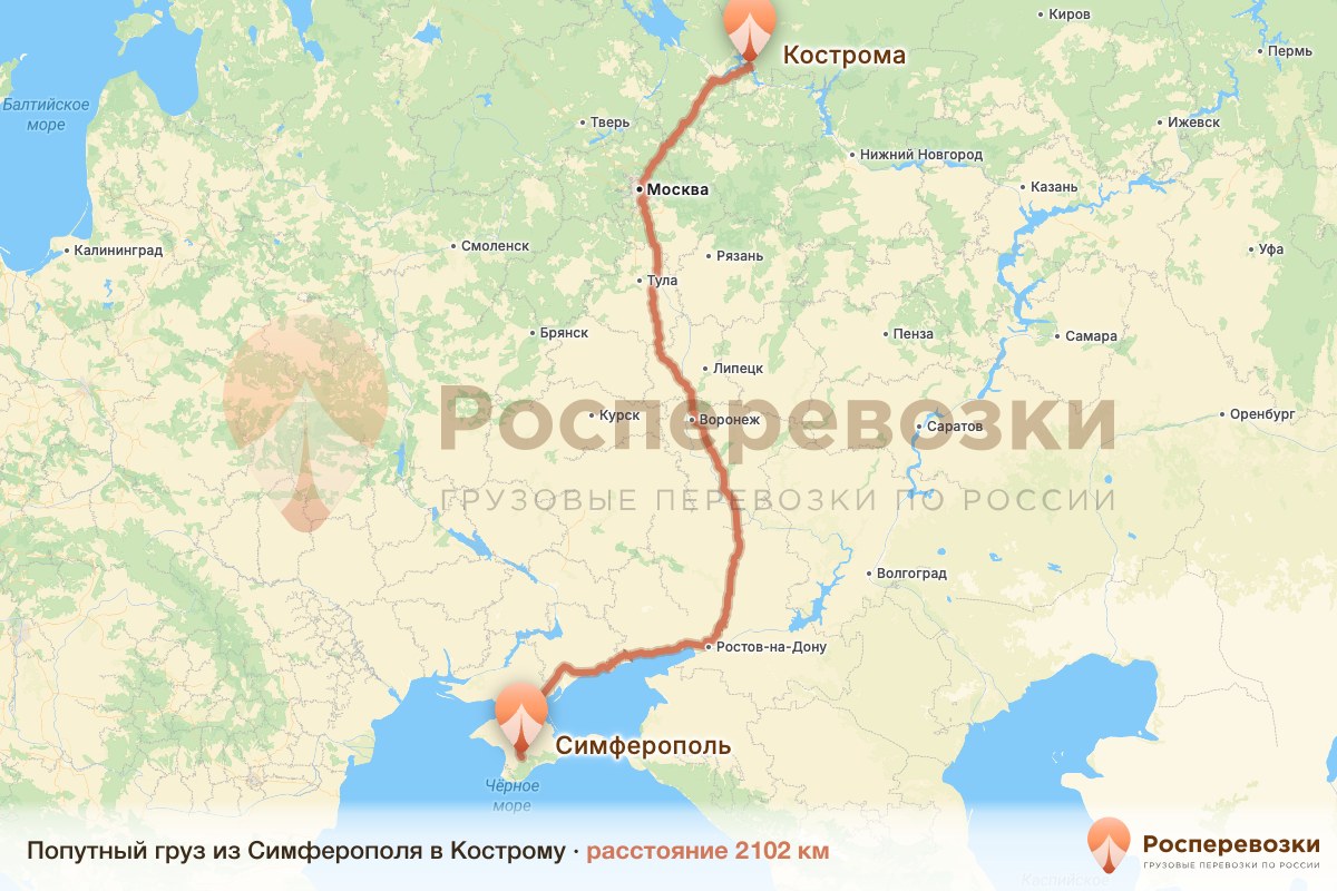 Попутный груз Симферополь Кострома