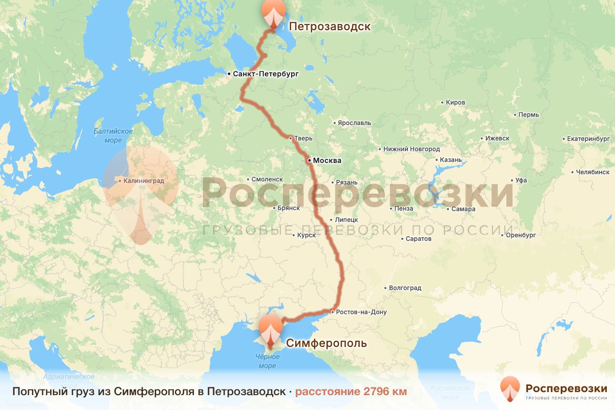 Попутный груз Симферополь Петрозаводск