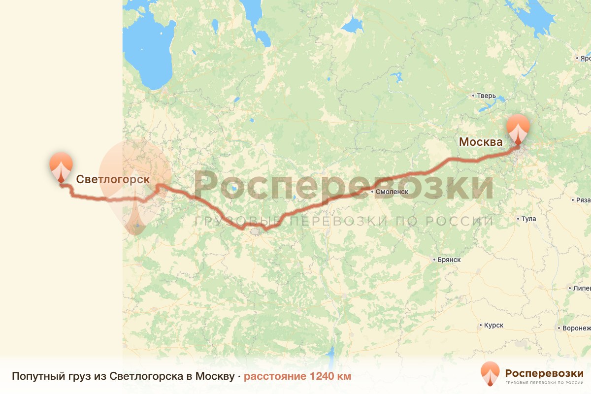 Попутный груз Светлогорск Москва
