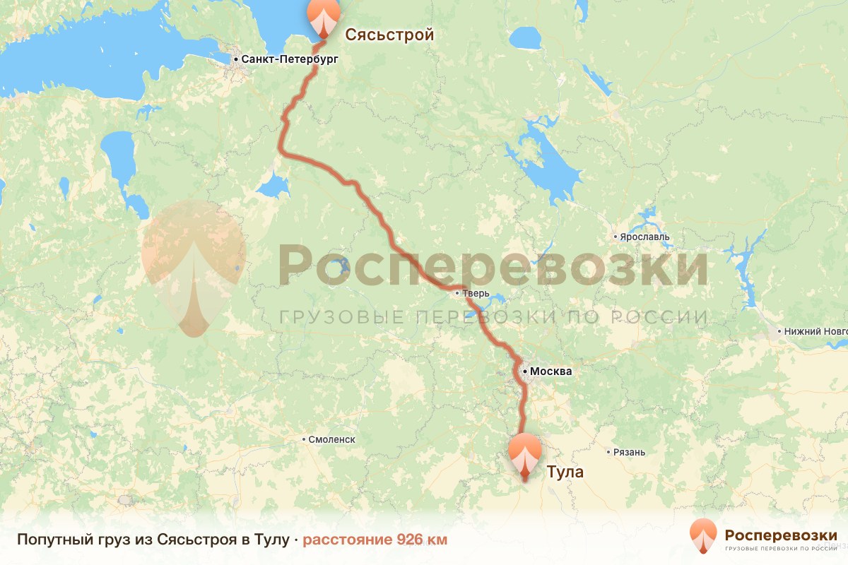 Попутный груз Сясьстрой Тула