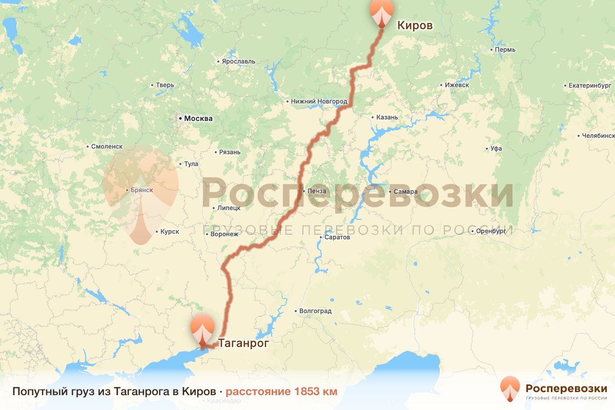 Попутный груз Таганрог Киров