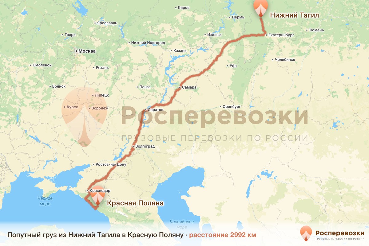 Попутный груз Нижний Тагил Красная Поляна