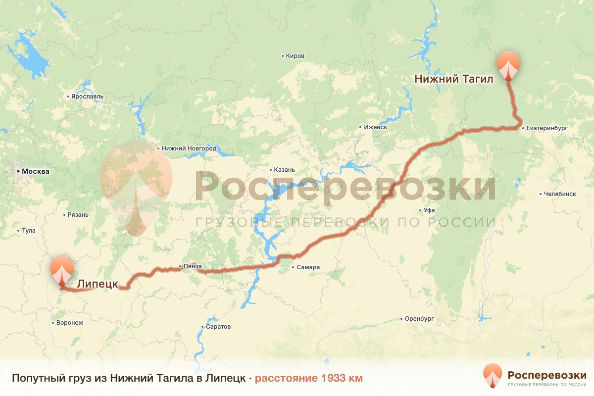 Попутный груз Нижний Тагил Липецк