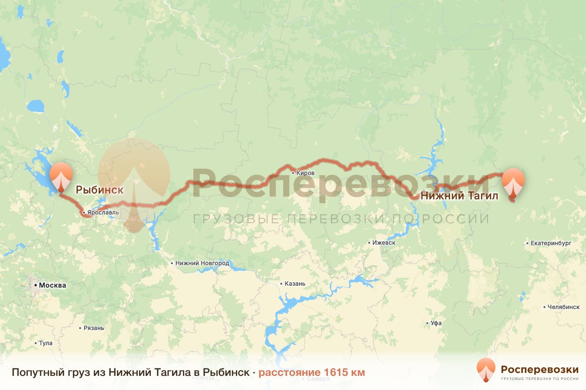 Попутный груз Нижний Тагил Рыбинск