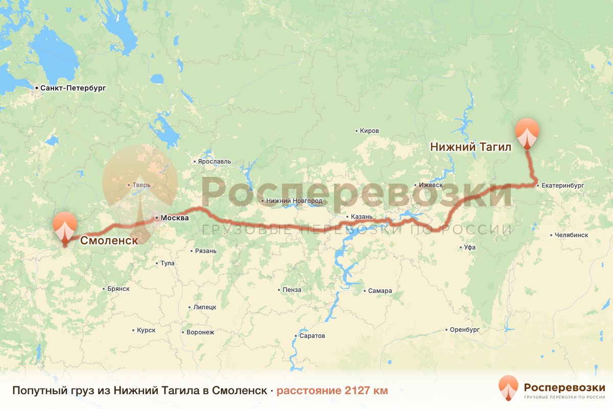 Попутный груз Нижний Тагил Смоленск