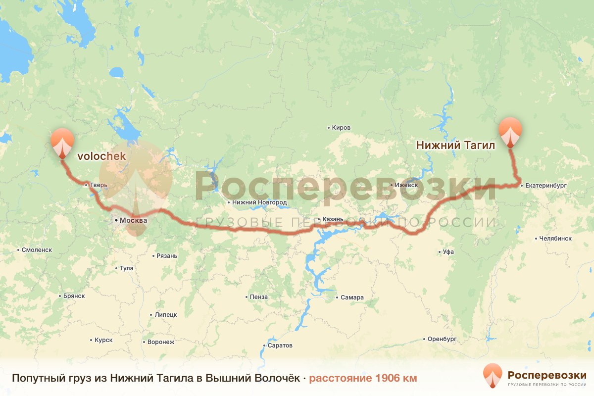 Попутный груз Нижний Тагил Вышний Волочёк