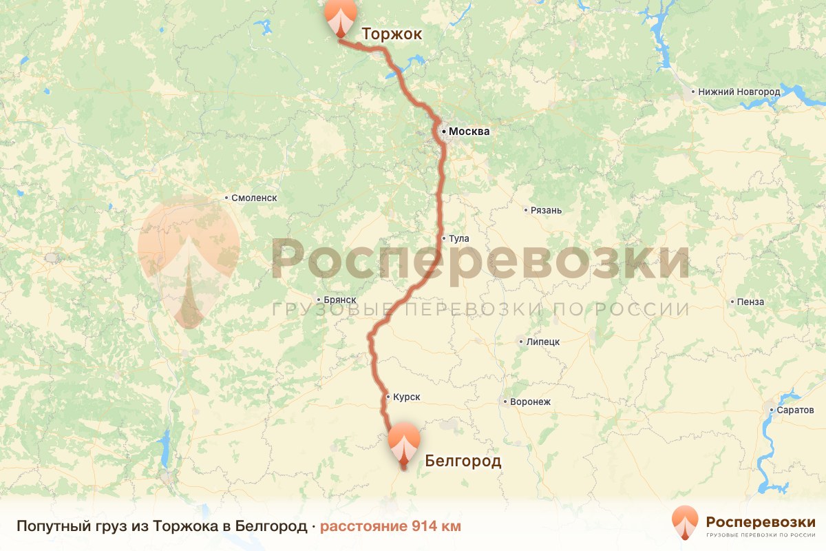 Попутный груз Торжок Белгород