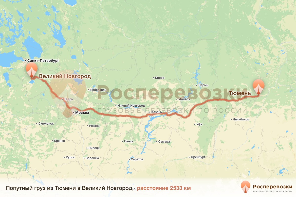 Попутный груз Тюмень Великий Новгород