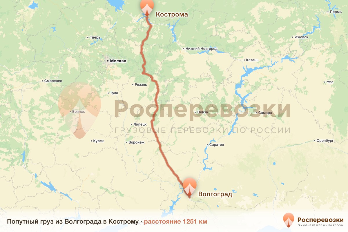 Попутный груз Волгоград Кострома