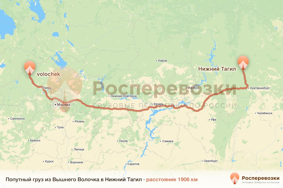 Попутный груз Вышний Волочёк Нижний Тагил