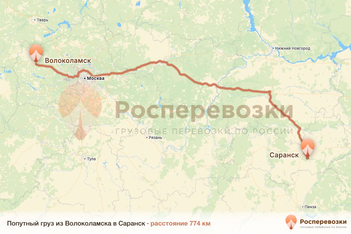 Попутный груз Волоколамск Саранск