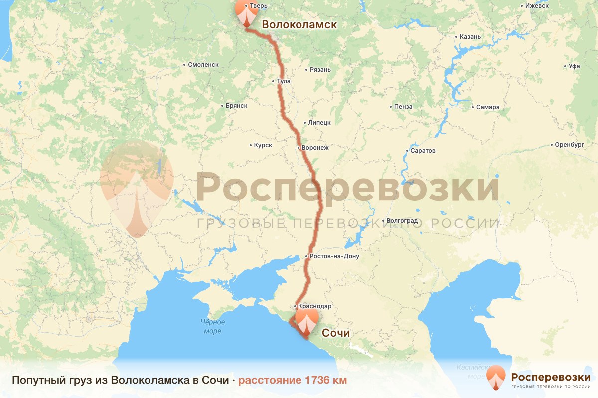 Попутный груз Волоколамск Сочи