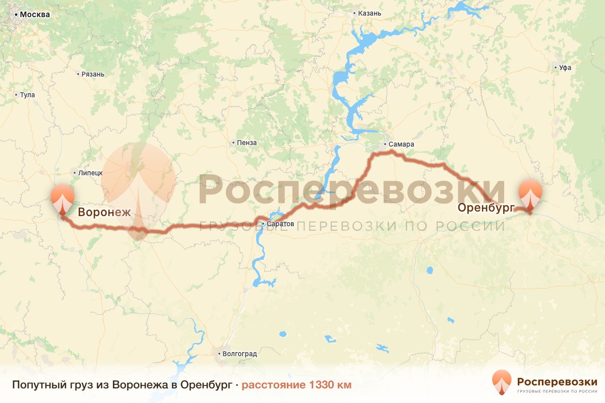Попутный груз Воронеж Оренбург