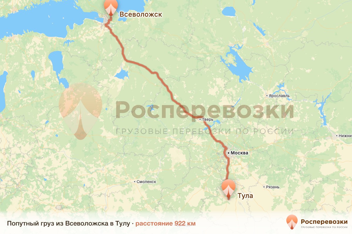 Попутный груз Всеволожск Тула