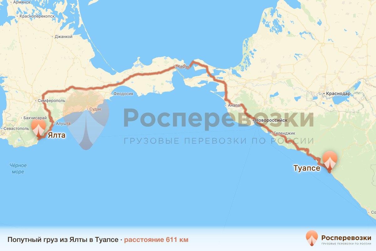 Попутный груз Ялта Туапсе