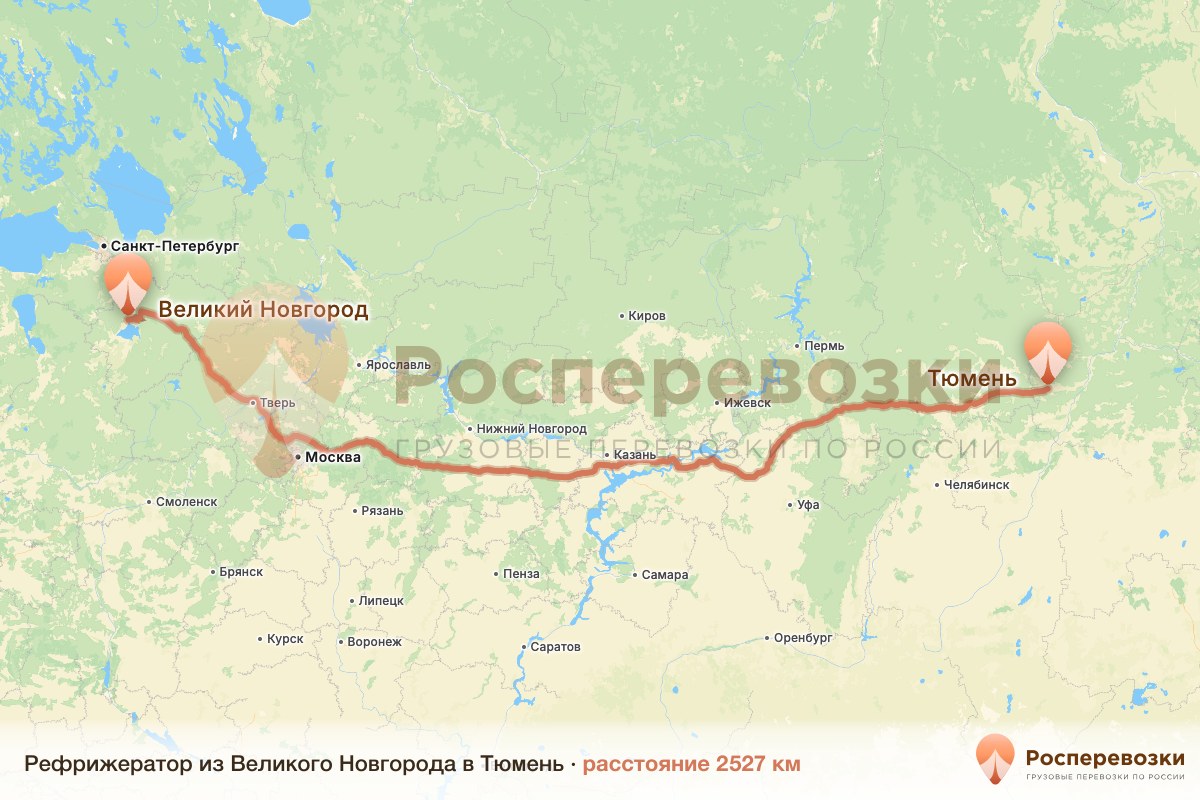 Рефрижератор Великий Новгород Тюмень